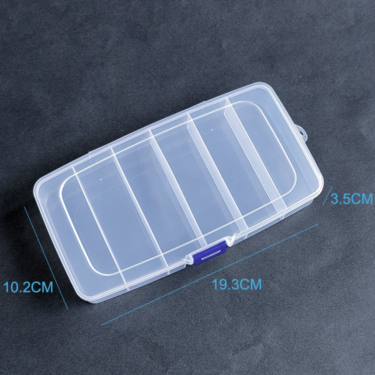 6 Grids Plastic Organizer Box 19.3x10.2x3.5cm