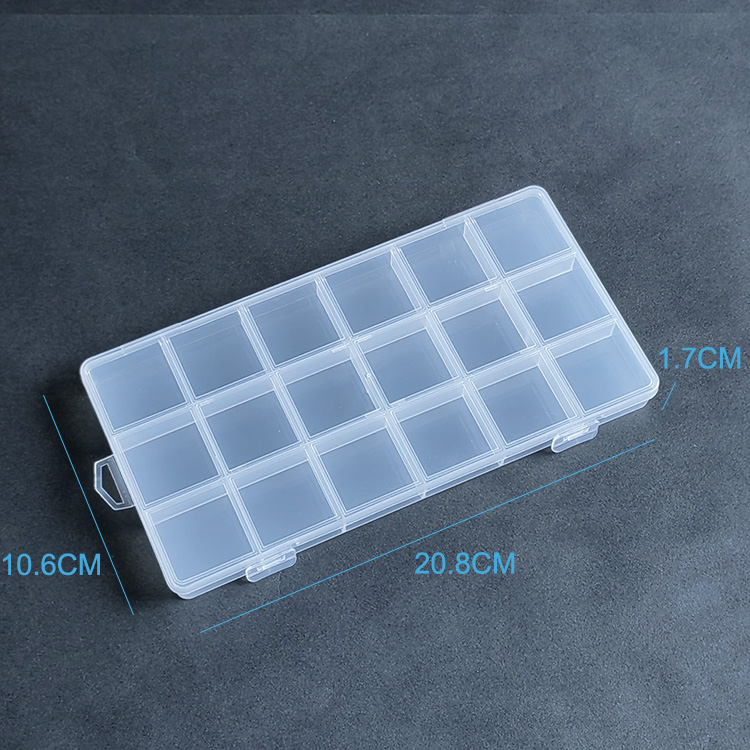 18 Grid Plastic Organizer Box 20.8x10.6x1.75cm