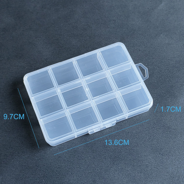 12 Grids Plastic Organizer Box 13.6x9.7x1.8cm