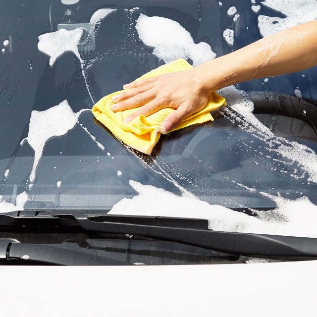 Microfiber kitchen table and car glass cleaning cloths (4) Mikrofiber Kichen Dësch an Auto Glas Botzen Stoffer (4)