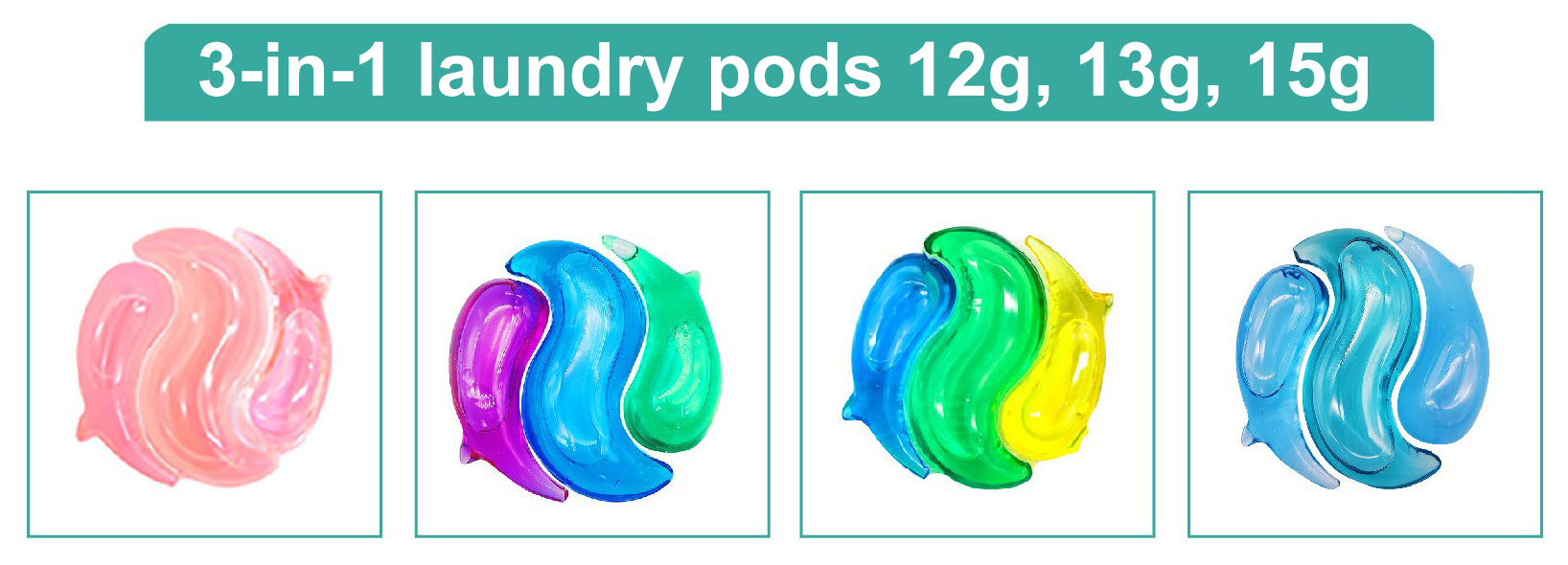 3-i-1 vaskeri pods 12g, 13g, 15 g