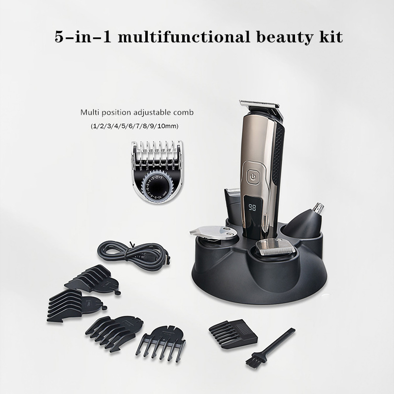 Multifunction Mens Grooming Kit Quickly Charging 5 in 1 Professional Men's Grooming Hair Remover Kit for Hair Trimmer