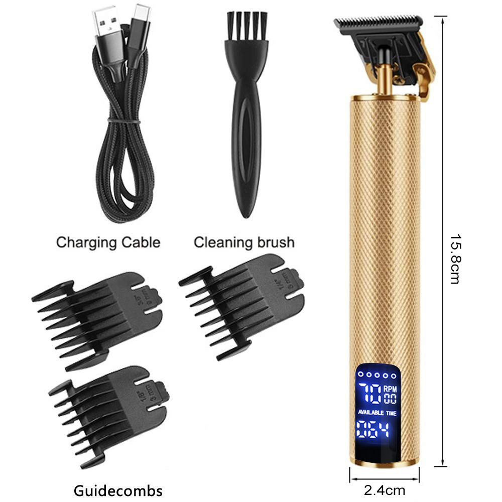 T9 Cordless LCD Electric Rechargeable 0mm Men Barber Hair Cutting Machine Professional Hair Trimmer Clipper
