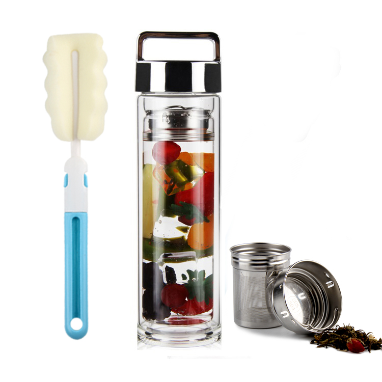 Wholesale Double Wall Insulated Borosilicate Glass Water Bottle