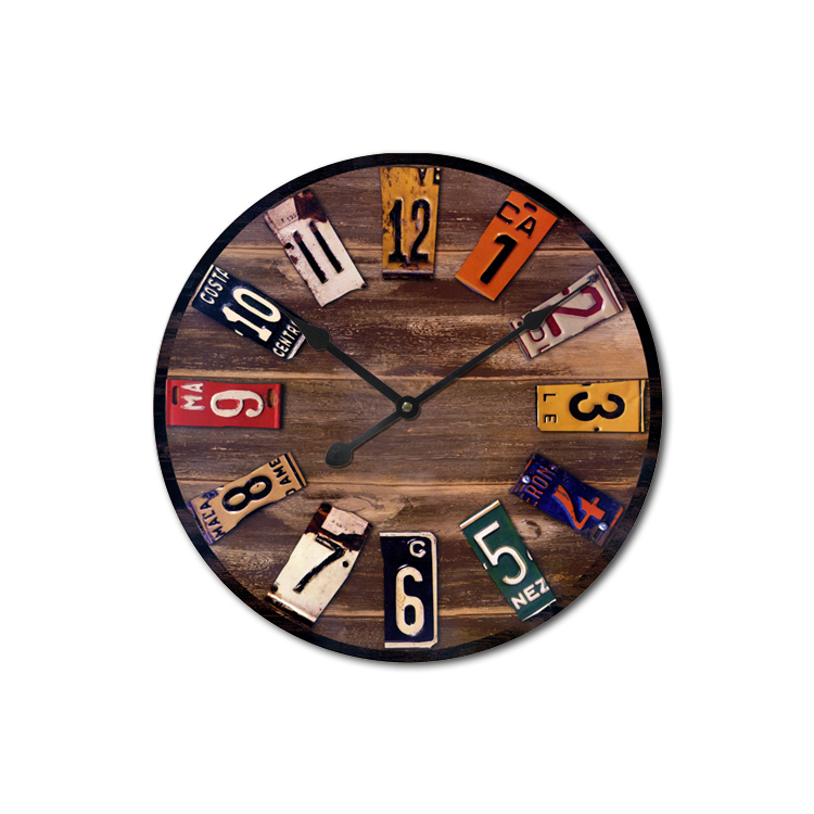 Original Decorative Wall Clock Round Vintage Wall Clock Colourful French Country Style Paris Creative Wooden Wall Clock