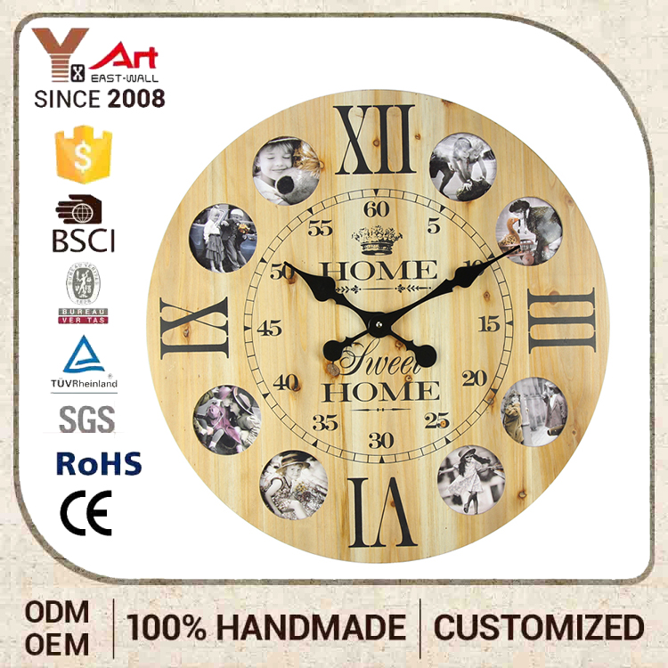 OEM Promotional Multi Photo Frame Round Wall Clock