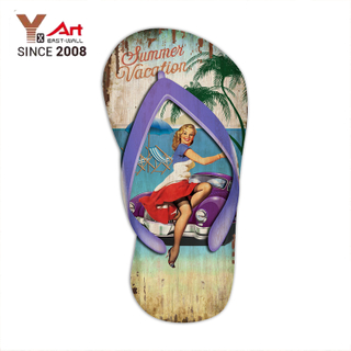 Personalized Wall Decorative Wooden Signs, Slipper Shape Wood Craft Signs