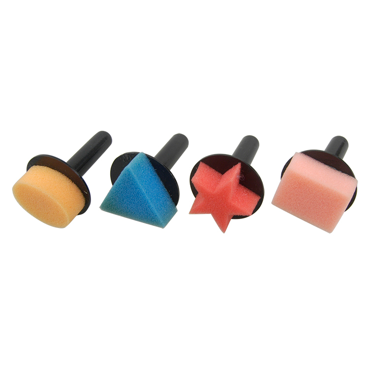 4pcs Black Handle Foam Stamp Set Dia.4.5cm Length 6cm