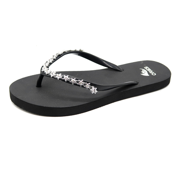 Venta al por mayor Shinning en la parte superior con sandalias de verano AH-8P032 de color liso con una suela de moda y una mujer PE - Ories