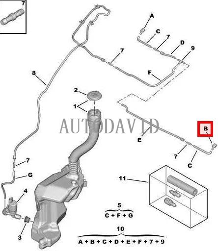الزجاج الأمامي غسالة فوهة الأنابيب لبيجو 5008 P87 1.2,2016-2023 OEM: 6438AY HS02-023-048