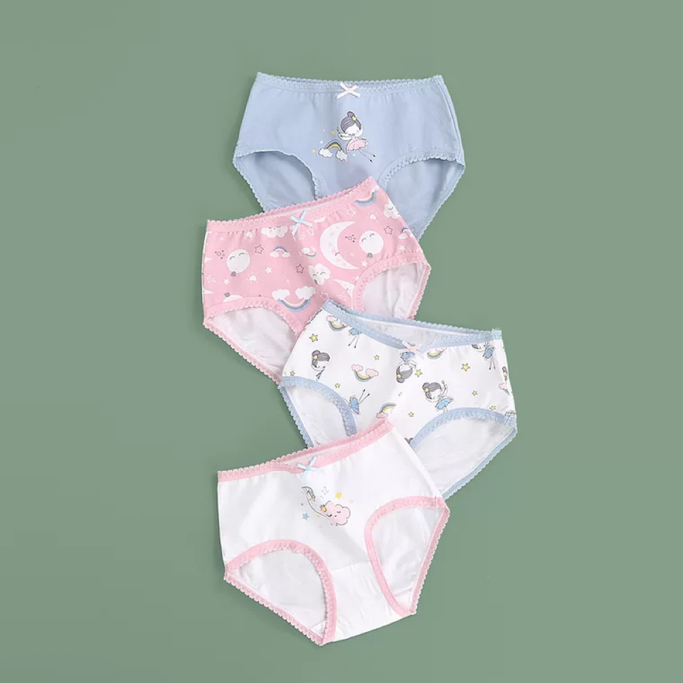 High Quality cotton underwear 4 pcs children briefs girl korean kids underwear for wholesale panties/ kids panties