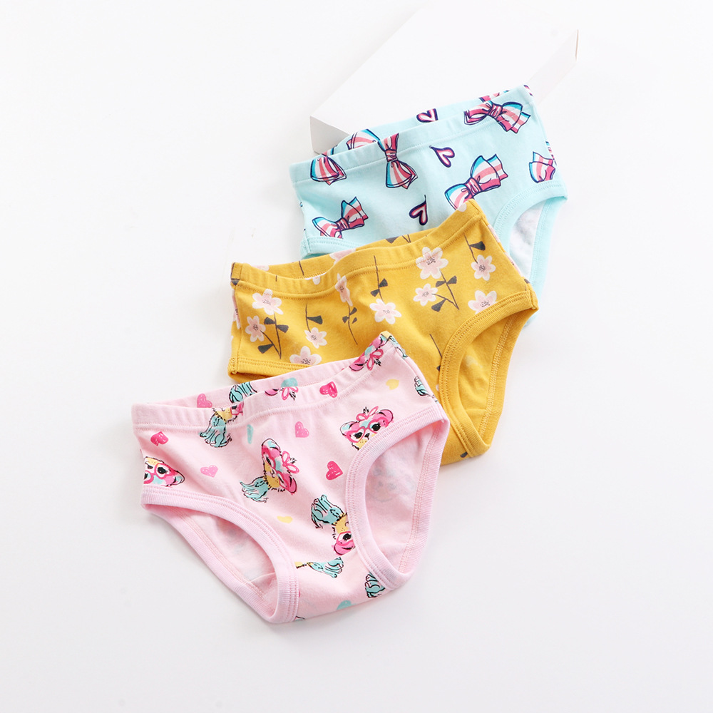 Hot Selling Children Underwear Kids Girls Briefs Girls Panties Underwear 3 Pieces Sets Cartoon Kids girls