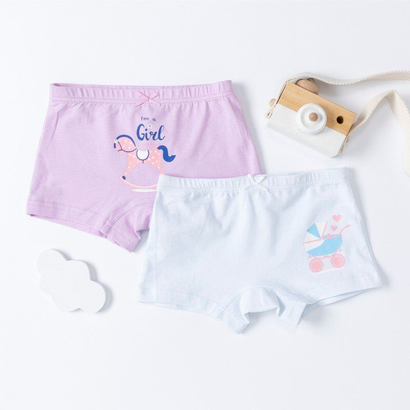 Hot sale Cute Cartoon Spandex Cotton Young Children Boxer Briefs Kids Underwear For Girls 2 pc / pack
