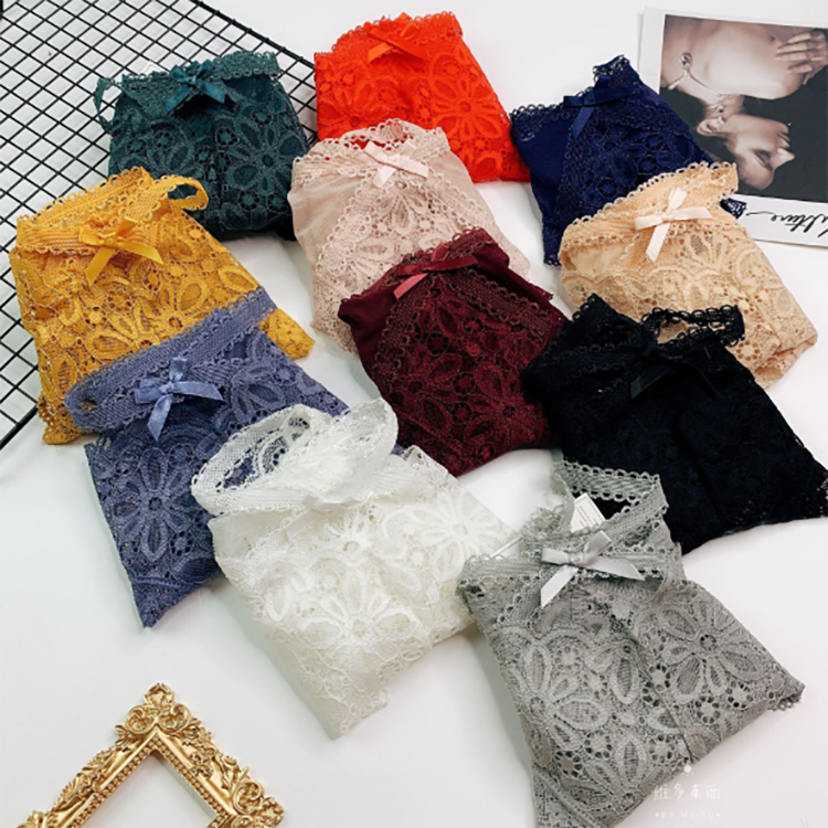 Wholesale womens sexy underwear Comfortable Soft Lace Cotton Panties Women's Transparent Ladies Lingerie Underwear