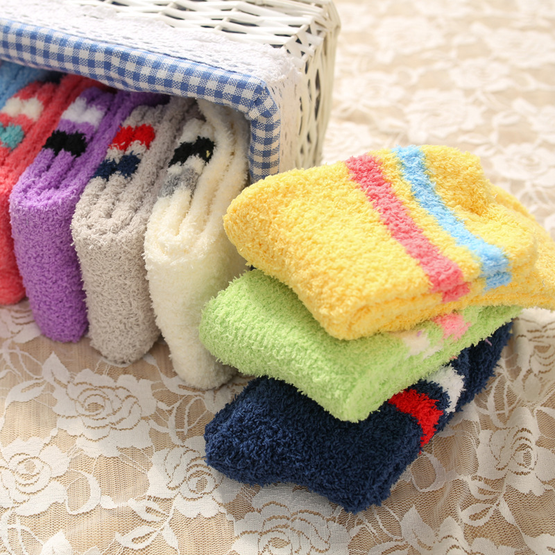 OEM/ODM Winter Fuzzy Socks Custom Logo Embroidery Female Socks Indoor Floor Thick Coral Fleece Warm women socks