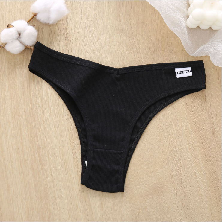 Sexy panties low high waist thread cotton pure color girl women briefs underwear