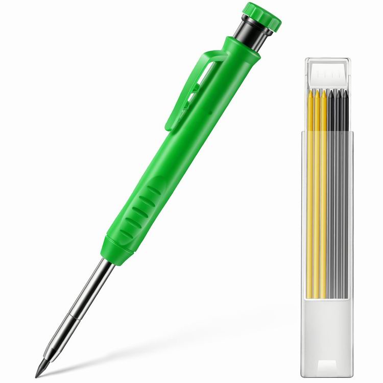 Solid Carpenter Pencil Set With 6 Refill Leads