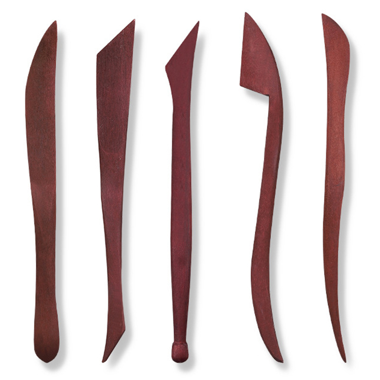 5pcs Red Wod Clay Modeling Tool Set