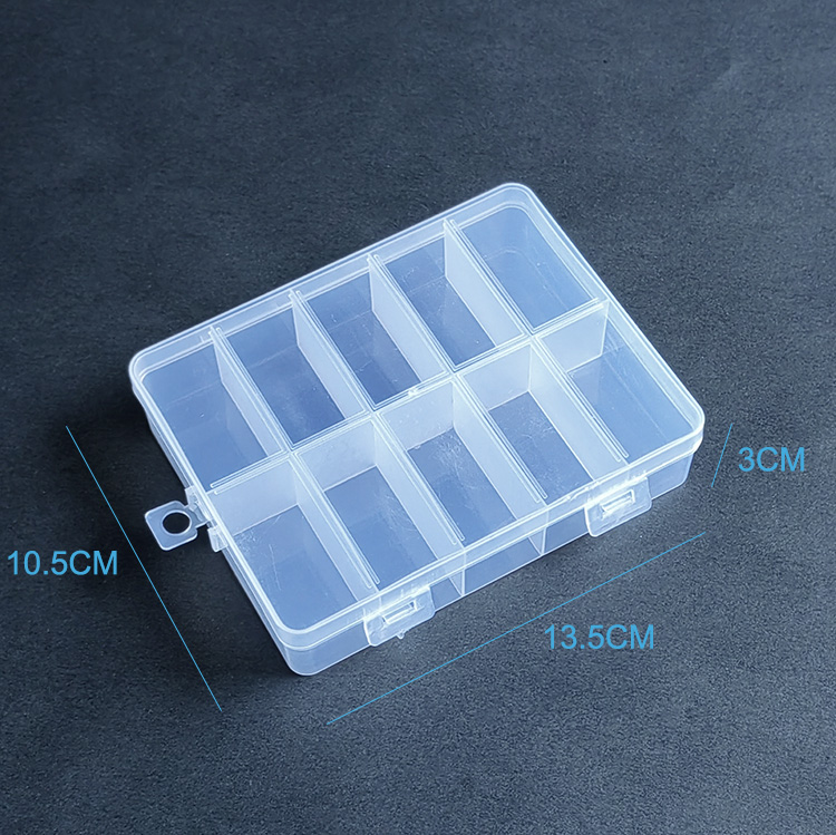 10 Grids Plastic Organizer Box 13.5x10.5x3cm