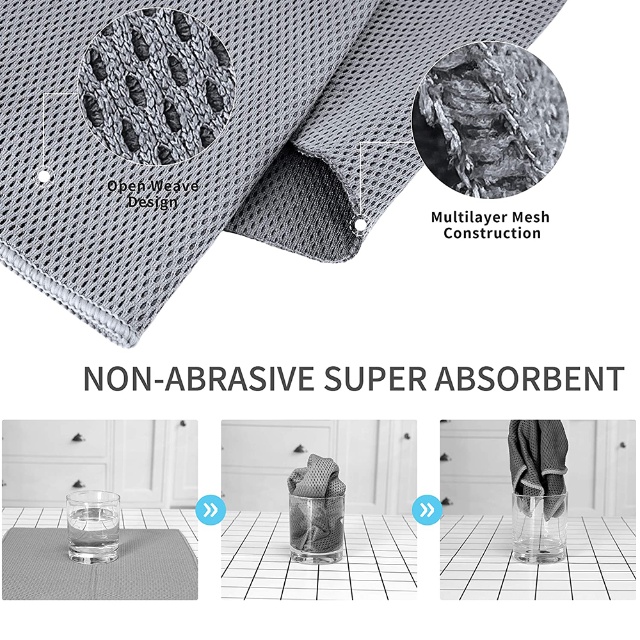 Microfiber Multi-layer Mesh Open Weave Kitchen Dishcloths (7) Mehrschichtige, offen gewebte Küchengeschirrtücher aus Mikrofaser (7)