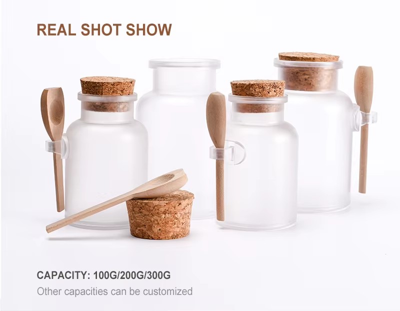 frosted plastic bath salt bottle 15 زجاجة ملح استحمام بلاستيكية متجمدة