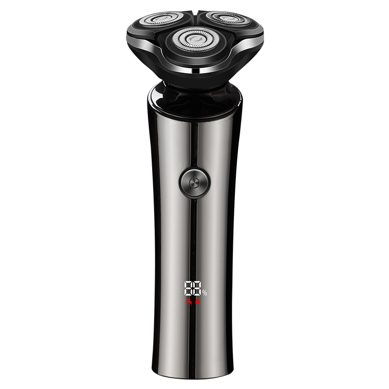Triple Rotating Heads Mens Rechargeable Usb Charging Electric Shaver with LCD Display