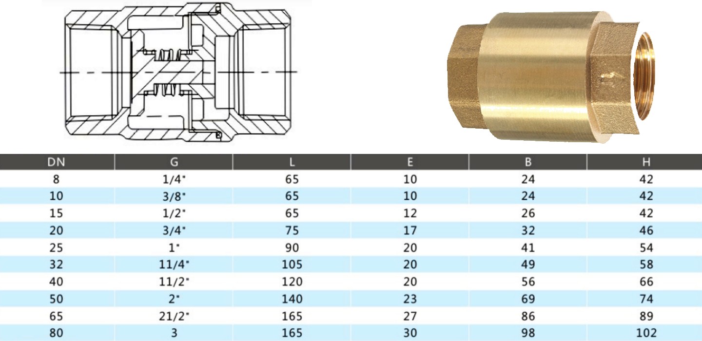 Vertical Threaded Brass Check Valve3 Injap Semak Loyang Berulir Menegak3