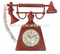 vintage red telephone shape iron table clock roman numerals