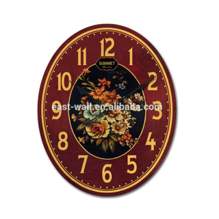 Red Background Golden Arabic Numerals Big Modern Wall Clocks