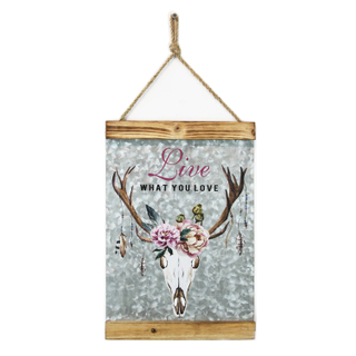 Home Decorations Christmas Signs Plaque Galvanized Wall Hanging with Wood