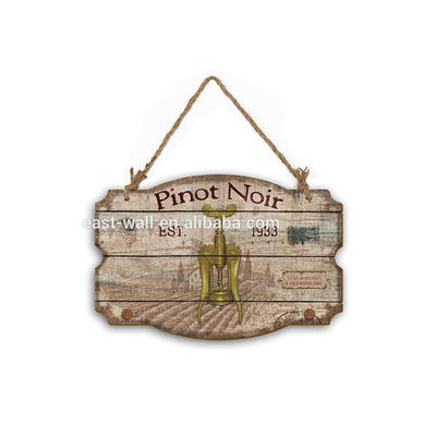 High Quality Wood Crafts MDF Hanging Plaque with HEMP ROPE Antique Design