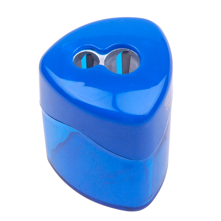 Double Hole Pencil Sharpener with Tirangular Plastic Barrel