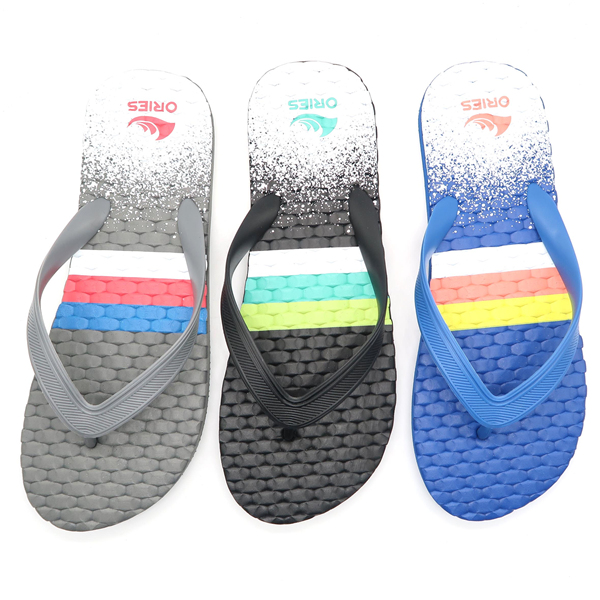 Plantilla de impresión en relieve Ancho superior PE personalizado impresos chanclas Sandalias de verano Diseños para hombres AH-8P020 -Ories