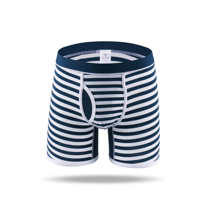 Manufactory Custom Logo Men's stripe Breathable Boxershorts Innerwear Seamless Mens Underwear Boxer Briefs plus length