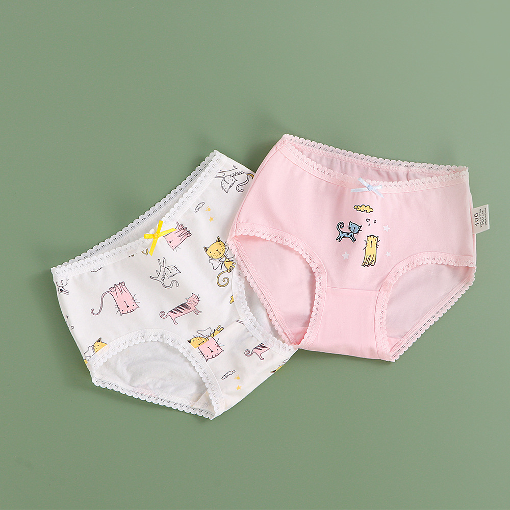 Factory hot sale kids briefs soft cotton 2pcs one box girls underwear wholesale children wearing panties