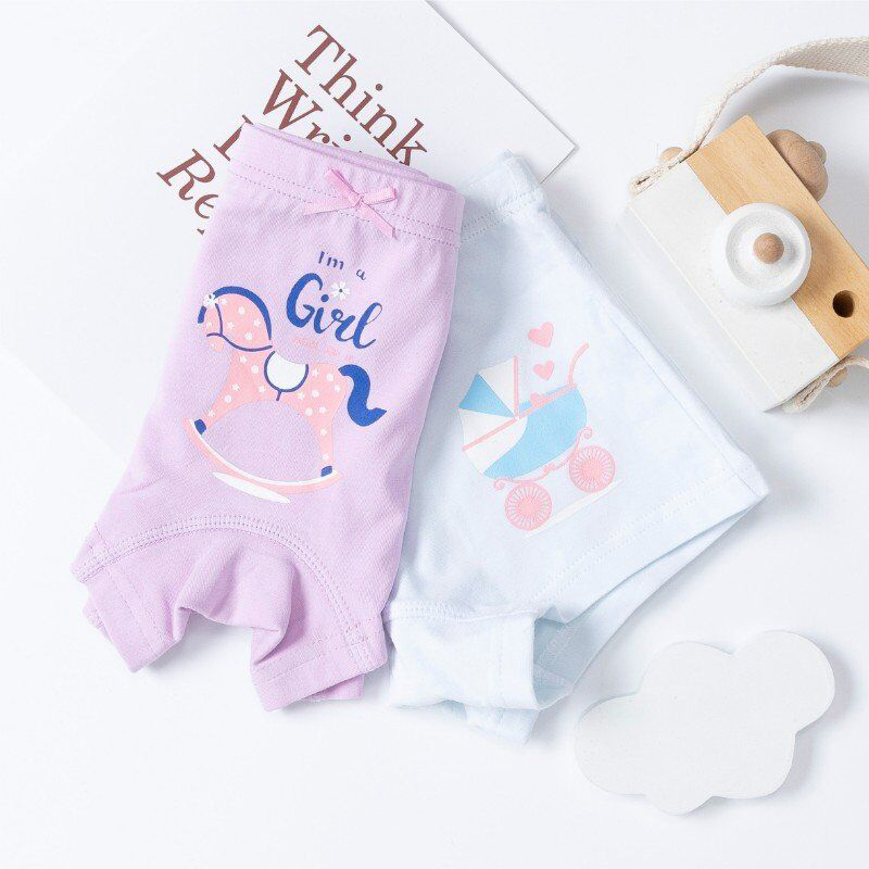 Hot sale Cute Cartoon Spandex Cotton Young Children Boxer Briefs Kids Underwear For Girls 2 pc / pack