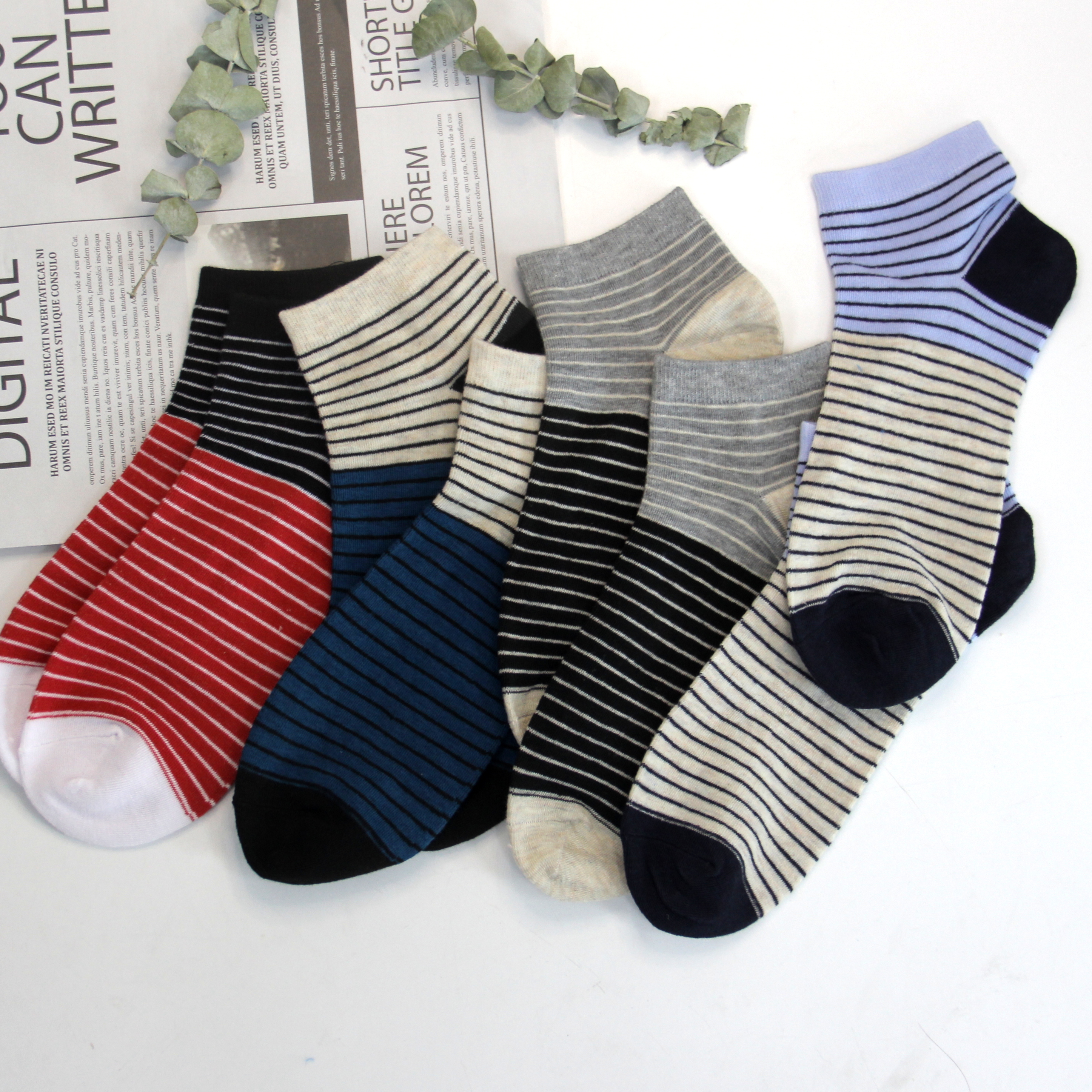 Classic striped men socks 100%cotton skin friendly breathable men ankle socks low socks