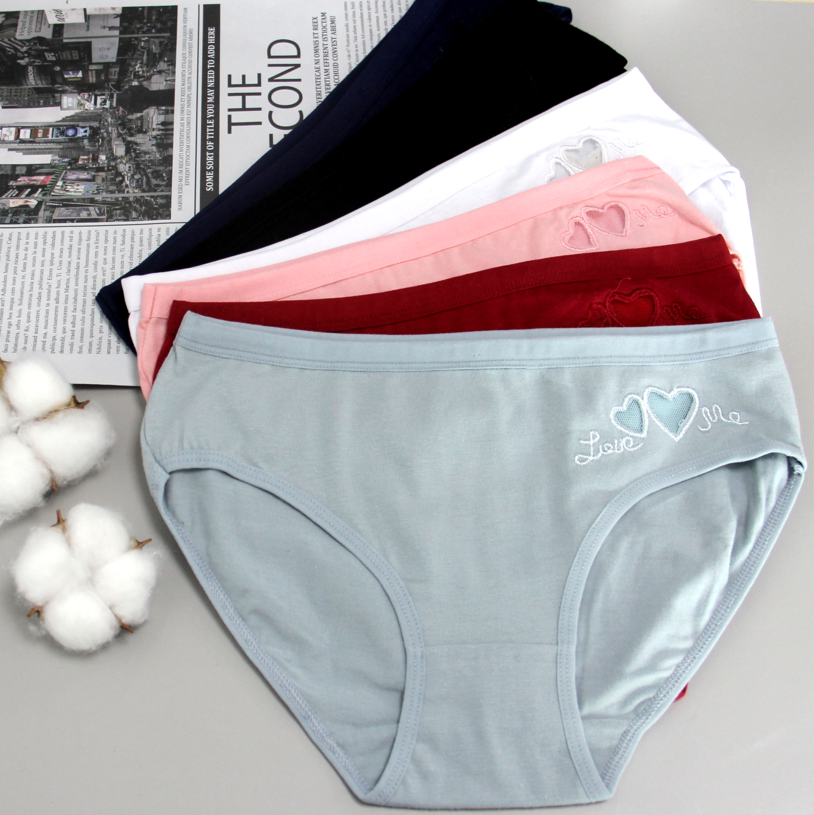Embroidery Breathable love underwear lady sexy woman lace underwear