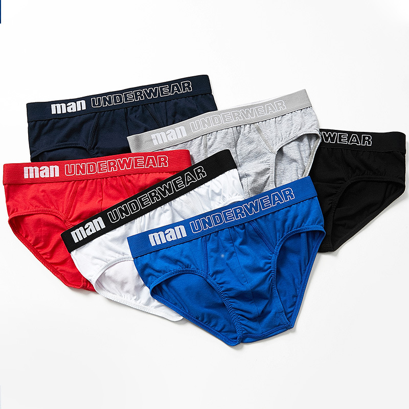 Mens Underwear Men Trendy Brand Cotton Mid-waist High Elasticity Pants Summer Breathable Youth Briefs