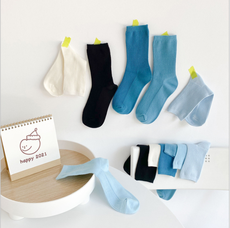 women Blue white stockings summer thin JK lovely funny cotton socks