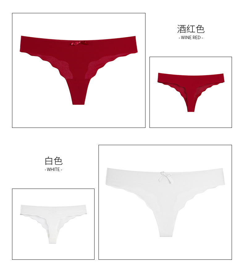 Hot selling wavy edge seamless ladies solid color sexy comfortable breathable thong underwear panties