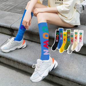 Ladies Girls High Thigh Socks Striped Over Knee socks Letter colors Thin Tights Long Stocking Knee High Leg Warmer