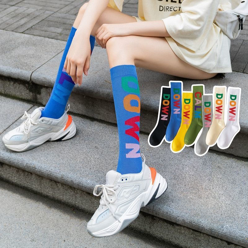 Ladies Girls High Thigh Socks Striped Over Knee socks Letter colors Thin Tights Long Stocking Knee High Leg Warmer