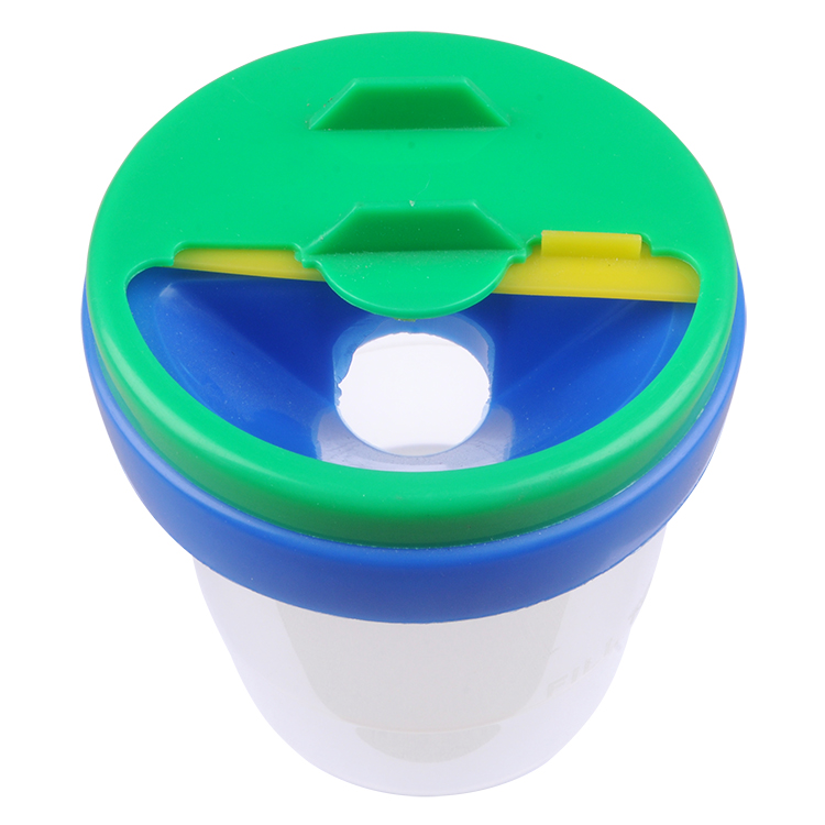 Non-Spill Plastic Painting Cup Brush Washer Paint Cup with Lid Dia. 8cm X Height 10cm 