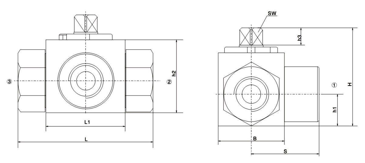 parker Stainless steel 3 way ball valve hydraulic 3 way hydraulic ball valve size chart