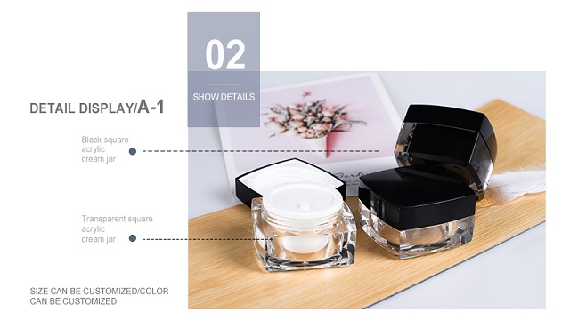 Empty Luxury square Acrylic Cosmetic Packaging Envase cosmético acrílico cuadrado de lujo vacío