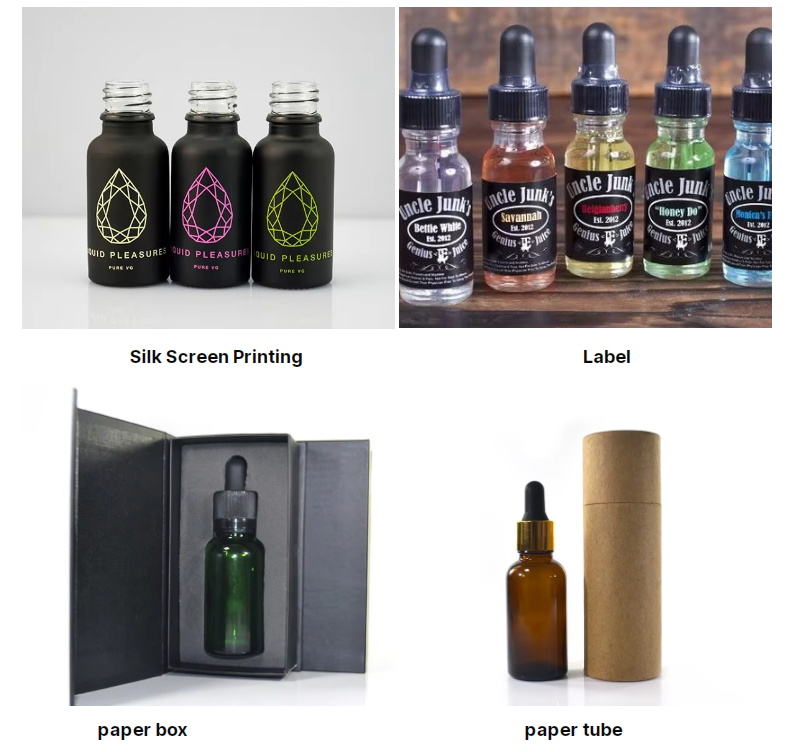 Amber Glass Essential Oil Bottle Logo Printing Logo-Druck auf einer Flasche mit ätherischen Ölen aus bernsteinfarbenem Glas