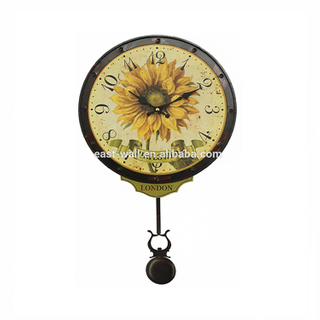 London Sunflower Theme Design Wall Clocks with Pendulums
