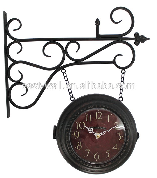 vintage-inspired round wall hanging train station wall clock