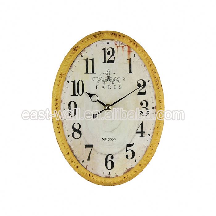 Vintage Style Medium Oval Shape Wall Clock Large Diameter